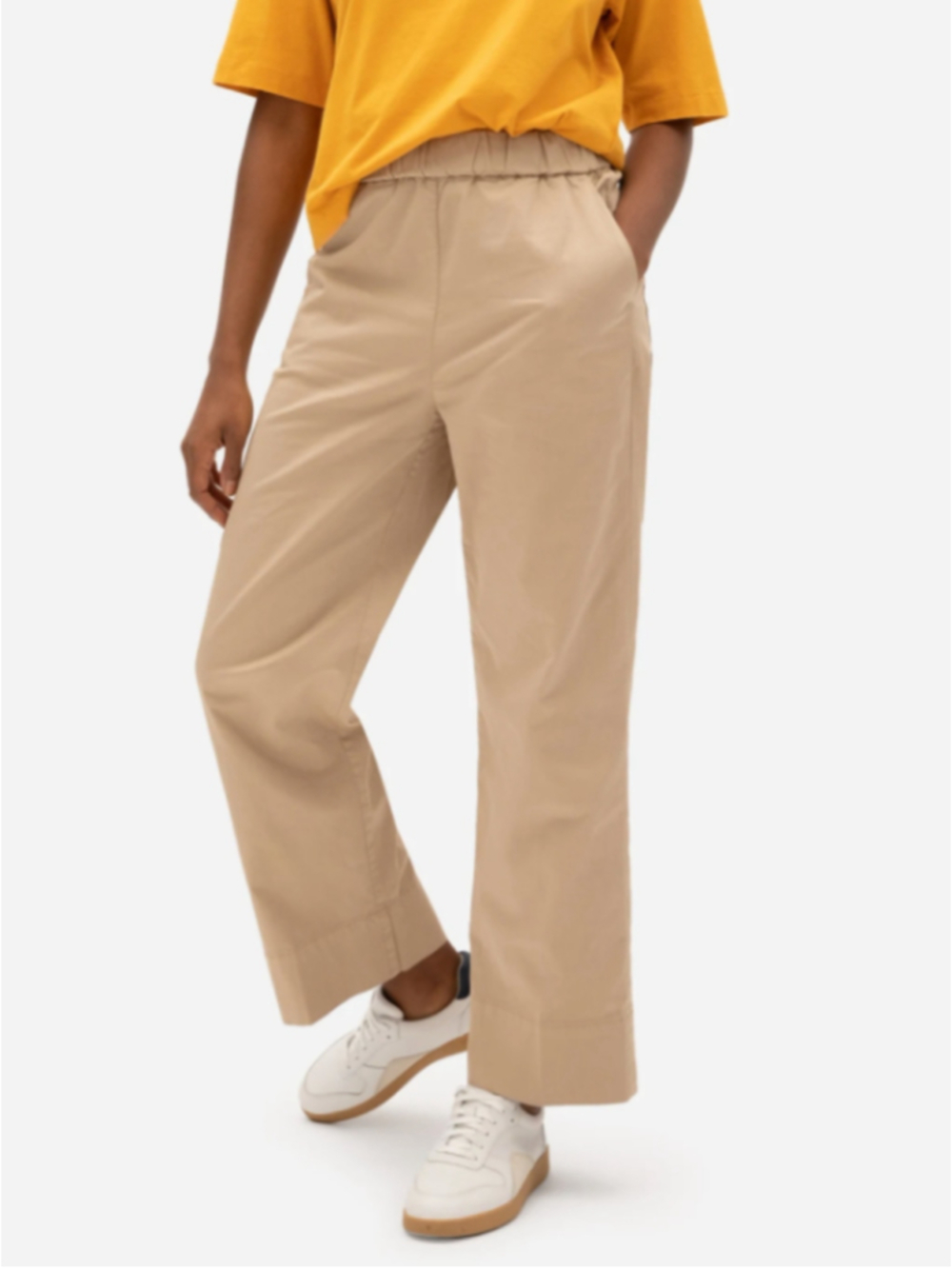 Everlane Easy Pull On Pant Size 2 Khaki Beige Straight Leg Work Classic Prep CBK